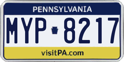 PA license plate MYP8217