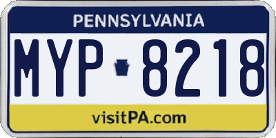 PA license plate MYP8218