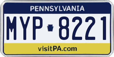 PA license plate MYP8221