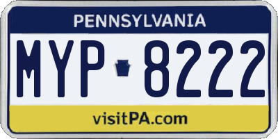 PA license plate MYP8222