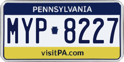 PA license plate MYP8227