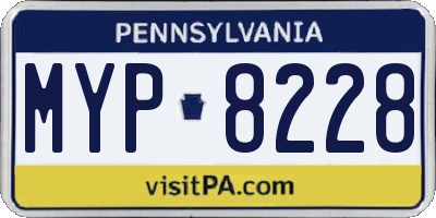 PA license plate MYP8228