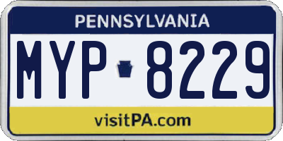 PA license plate MYP8229