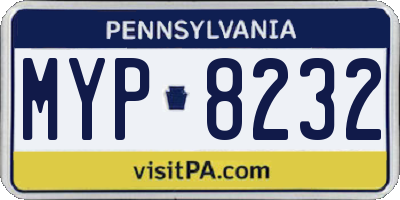 PA license plate MYP8232