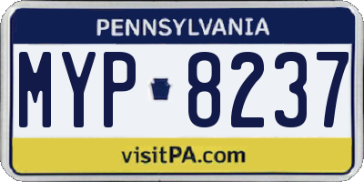 PA license plate MYP8237