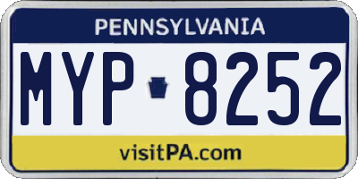 PA license plate MYP8252