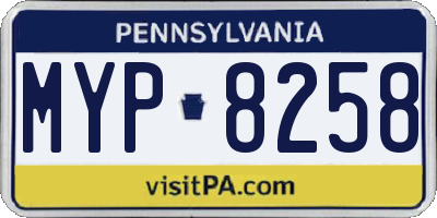 PA license plate MYP8258