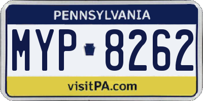 PA license plate MYP8262