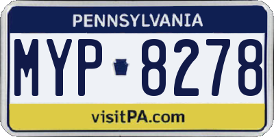 PA license plate MYP8278