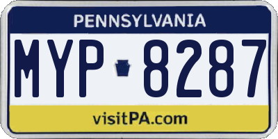 PA license plate MYP8287