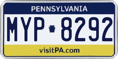 PA license plate MYP8292