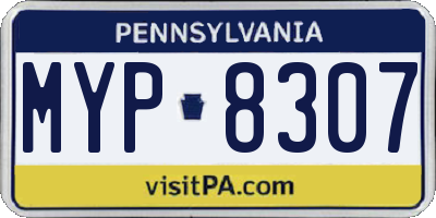 PA license plate MYP8307