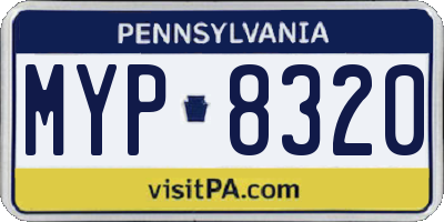 PA license plate MYP8320