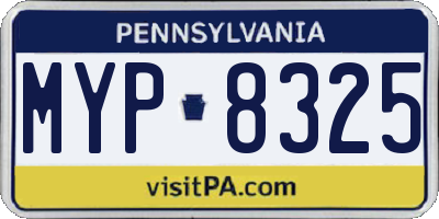 PA license plate MYP8325