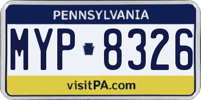 PA license plate MYP8326