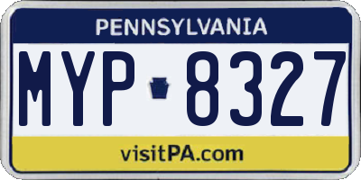 PA license plate MYP8327