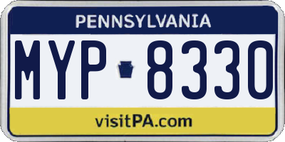 PA license plate MYP8330