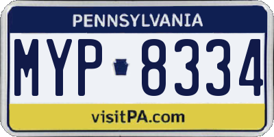 PA license plate MYP8334
