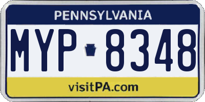 PA license plate MYP8348