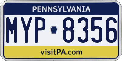PA license plate MYP8356