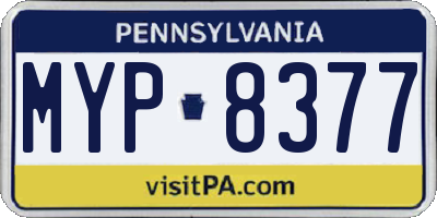 PA license plate MYP8377