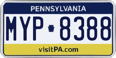PA license plate MYP8388