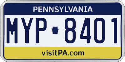 PA license plate MYP8401