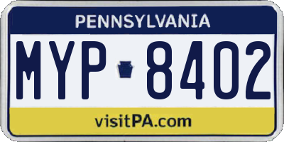 PA license plate MYP8402