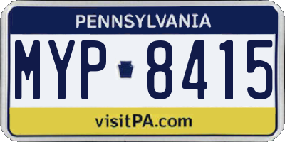 PA license plate MYP8415