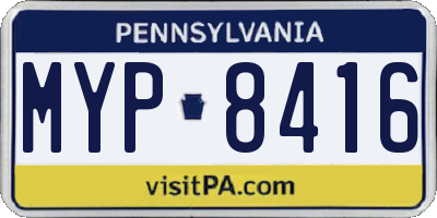 PA license plate MYP8416