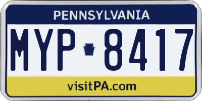 PA license plate MYP8417