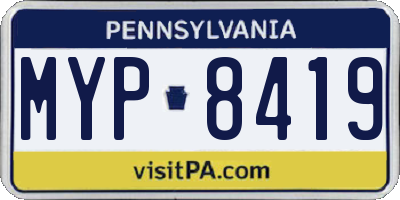 PA license plate MYP8419
