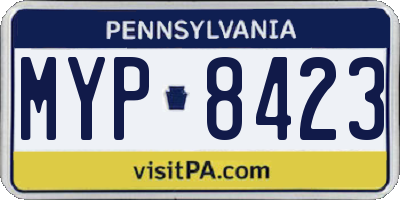 PA license plate MYP8423