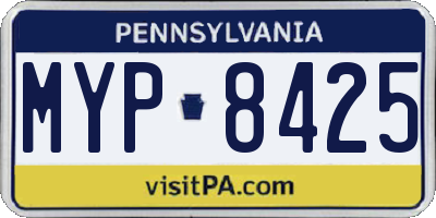 PA license plate MYP8425