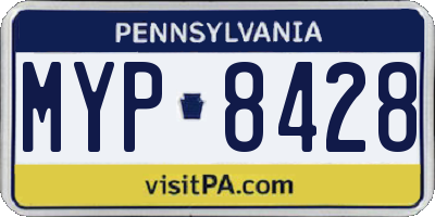 PA license plate MYP8428