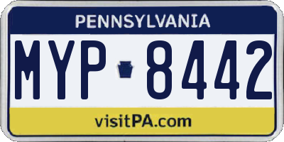 PA license plate MYP8442