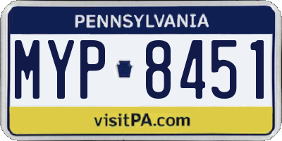 PA license plate MYP8451