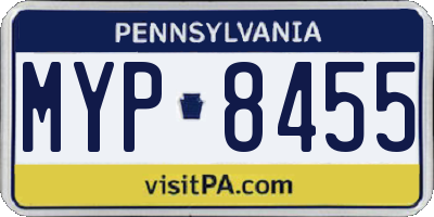PA license plate MYP8455