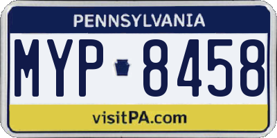 PA license plate MYP8458
