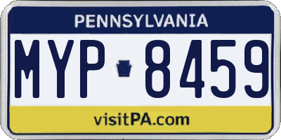 PA license plate MYP8459
