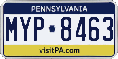 PA license plate MYP8463