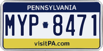 PA license plate MYP8471