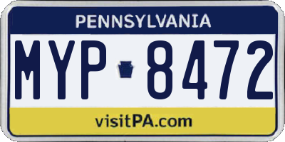 PA license plate MYP8472