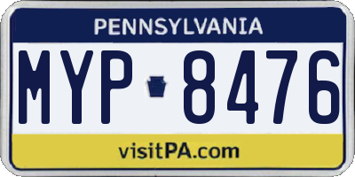 PA license plate MYP8476