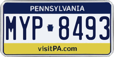 PA license plate MYP8493