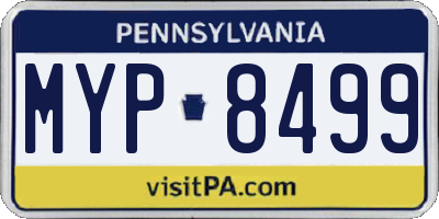 PA license plate MYP8499