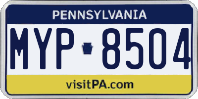 PA license plate MYP8504