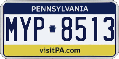 PA license plate MYP8513