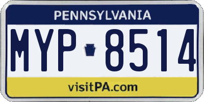PA license plate MYP8514