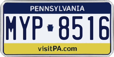 PA license plate MYP8516